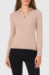 Halogenr Halogen(r) Rib Quarter Zip Sweater In Simply Taupe
