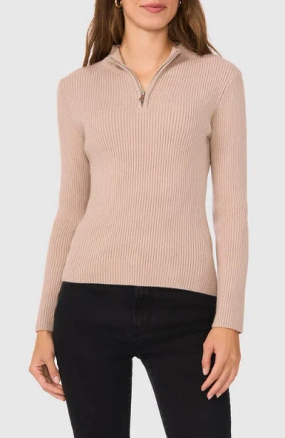 Halogenr Halogen(r) Rib Quarter Zip Sweater In Simply Taupe