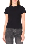 Halogenr Halogen(r) Rib Stretch Cotton T-shirt In Rich Black