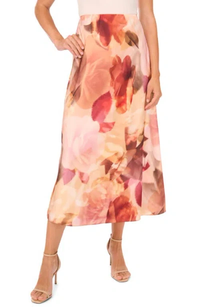 Halogenr Halogen(r) Romantic Rose Pull-on Midi Skirt In Multi