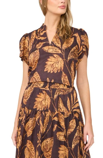 Halogenr Halogen(r) Ruffle Neck Flutter Sleeve Cotton Top In Multi
