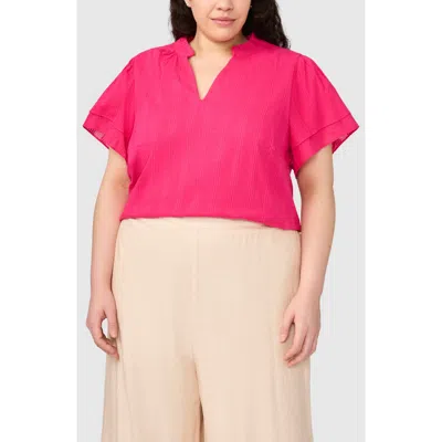 Halogenr Halogen(r) Ruffle Neck Flutter Sleeve Top In Pink