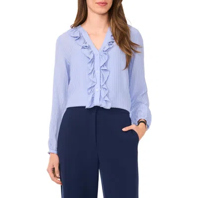 Halogenr Halogen(r) Ruffle Placket Stripe Button-up Shirt In Blue