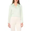 Halogenr Halogen(r) Satin Johnny Collar Popover Top In Mint Creme