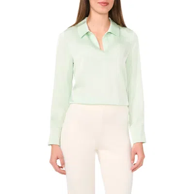 Halogenr Halogen(r) Satin Johnny Collar Popover Top In Mint Creme