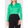 Halogenr Halogen(r) Satin Johnny Collar Popover Top In Vivid Green