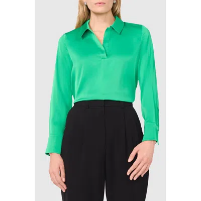 Halogenr Halogen(r) Satin Johnny Collar Popover Top In Vivid Green