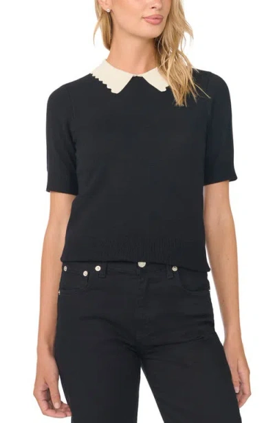 Halogenr Halogen(r) Scallop Trim Collar Sweater In Black
