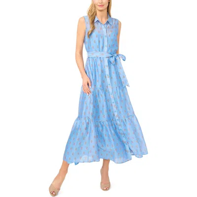 Halogenr Halogen(r) Scarf Print Sleeveless Shirtdress In Blue