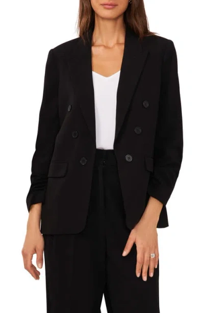 Halogenr Halogen(r) Scrunch Sleeve Double Breasted Blazer In Rich Black 060