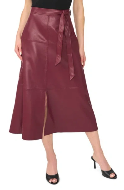 Halogenr Halogen(r) Seamed Tiered Faux Leather Midi Skirt In Burgundy