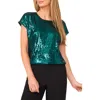 Halogenr Halogen(r) Sequin Cap Sleeve Top In Green