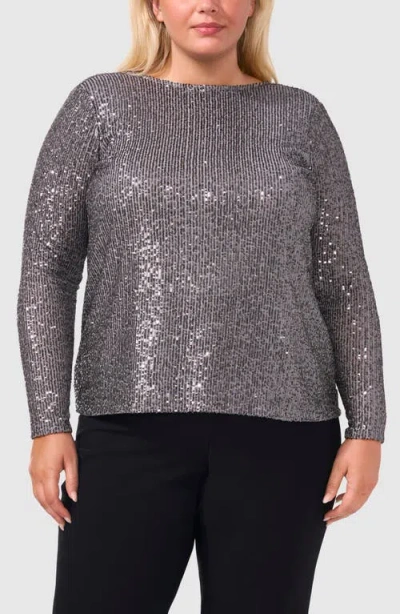 Halogenr Halogen(r) Sequin Scoop Back Top In Smoked Pearl Grey