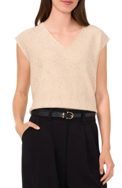 Halogenr Halogen(r) Sequin V-neck Sleeveless Sweater In Light Sand Brown