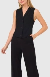 Halogenr Halogen(r) Shawl Collar Crepe Vest In Rich Black