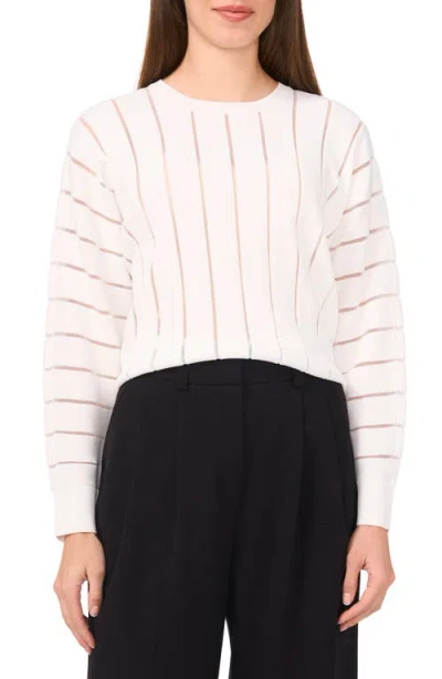 Halogenr Halogen(r) Sheer Stripe Sweater In New Ivory