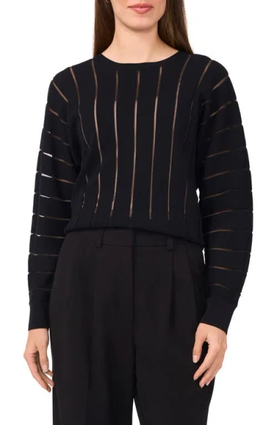 Halogenr Halogen(r) Sheer Stripe Sweater In Rich Black
