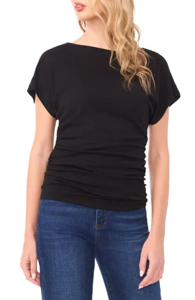 Halogenr Halogen(r) Shirred Dolman Short Sleeve Ponte Top In Black