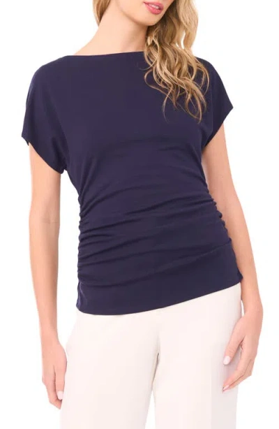 Halogenr Halogen(r) Shirred Dolman Short Sleeve Ponte Top In Blue