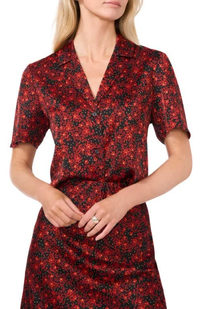 Halogenr Halogen(r) Short Sleeve Button-up Camp Shirt In Red/ Rich Black