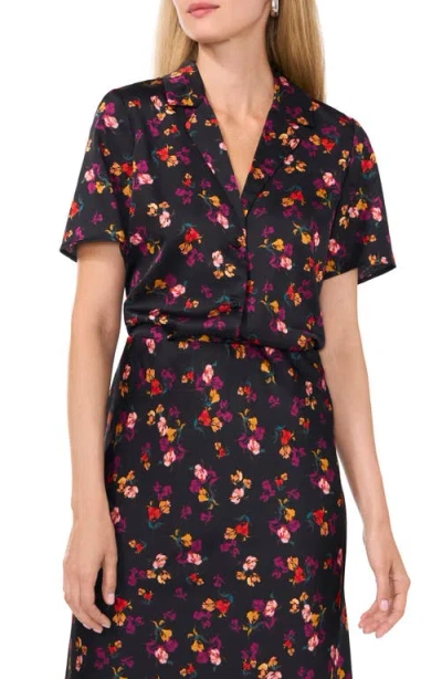 Halogenr Halogen(r) Short Sleeve Button-up Camp Shirt In Rich Black/ Floral