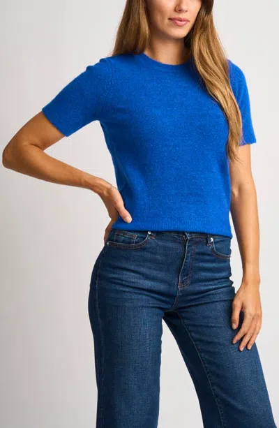 Halogenr Halogen(r) Short Sleeve Crewneck Sweater In Deep Royal Blue
