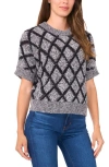 Halogenr Halogen(r) Short Sleeve Diamond Stitch Sweater In Gray