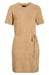 Halogenr Halogen(r) Short Sleeve Tie Waist Sweater Dress In Neutral