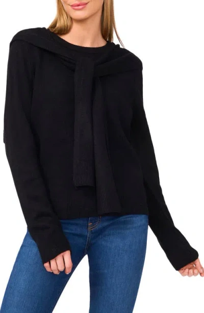 Halogenr Halogen(r) Shoulder Wrap Detail Sweater In Black