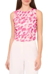 Halogenr Halogen(r) Side Ruched Sleeveless Top In White/ Vivid Plum
