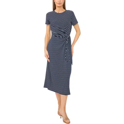 Halogenr Halogen(r) Side Tie Striped Midi Dress In Blue
