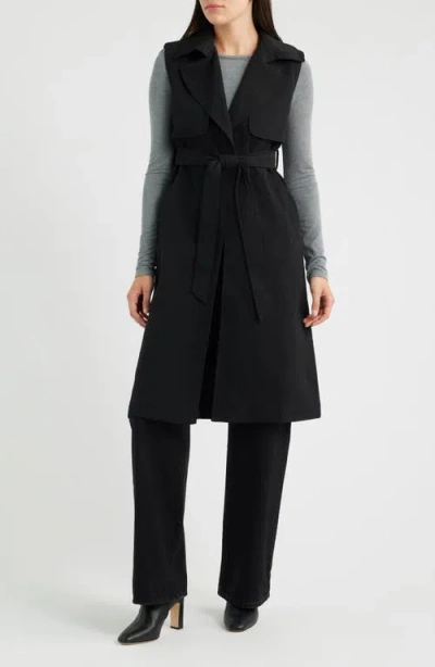 Halogenr Halogen(r) Sleeveless Belted Trench Coat In Rich Black