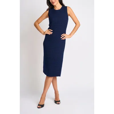 Halogenr Halogen(r) Sleeveless Cable Knit Midi Dress In Classic Navy