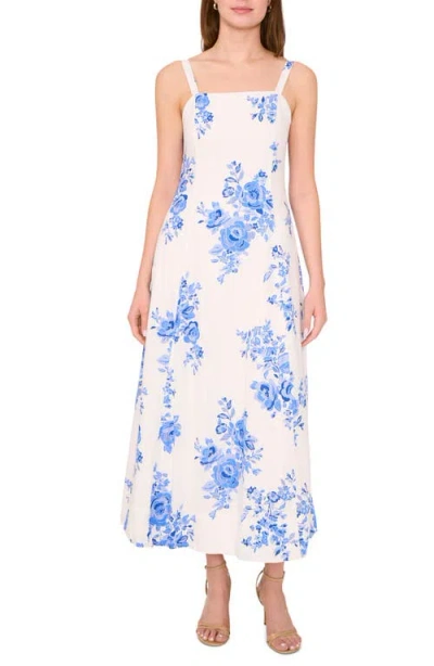 Halogenr Halogen(r) Sleeveless Floral Print Midi Dress In Palace Blue