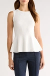 Halogenr Halogen(r) Sleeveless Peplum Rib Top In White