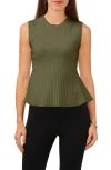 Halogenr Halogen(r) Sleeveless Peplum Sweater In Olive Moss Green