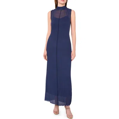 Halogenr Halogen(r) Sleeveless Plissé Mesh Maxi Dress In Classic Navy