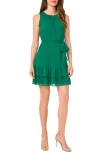 Halogenr Halogen(r) Sleeveless Tie Belt Tiered Chiffon Minidress In Green