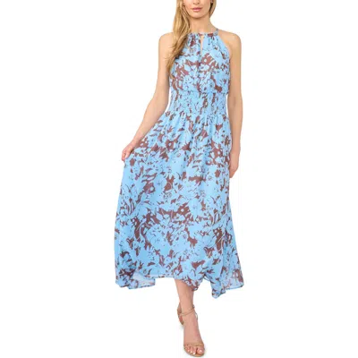 Halogenr Halogen(r) Smocked Waist Handkerchief Hem Dress In Blue