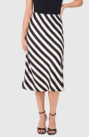 Halogenr Halogen(r) Solstice Stripe Satin Midi Skirt In Rich Black