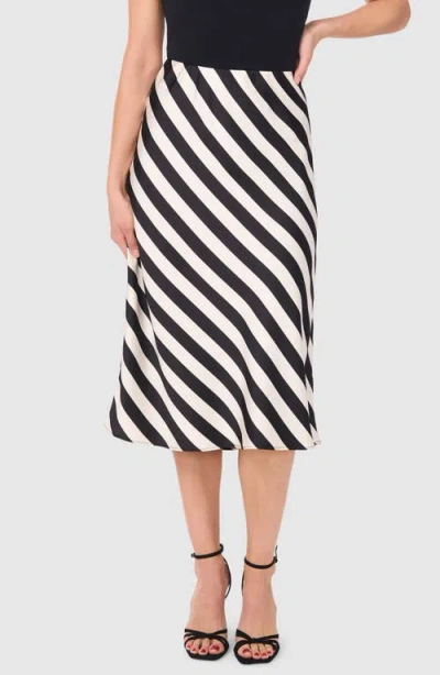 Halogenr Halogen(r) Solstice Stripe Satin Midi Skirt In Rich Black