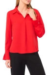 Halogenr Halogen(r) Split Cuff Button-up Top In Red
