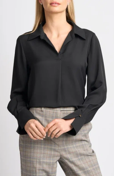 Halogenr Halogen(r) Split Cuff Button-up Top In Rich Black