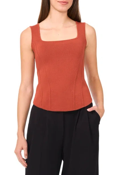 Halogenr Halogen(r) Square Neck Corset Sweater Tank In Baked Clay