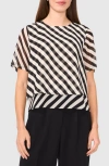 Halogenr Halogen(r) Stripe Double Layer Top In Rich Black