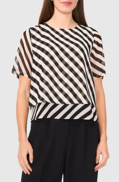 Halogenr Halogen(r) Stripe Double Layer Top In Rich Black