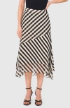 Halogenr Halogen(r) Stripe Layered Midi Skirt In Rich Black