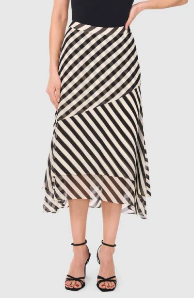 Halogenr Halogen(r) Stripe Layered Midi Skirt In Rich Black
