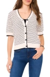 Halogenr Halogen(r) Stripe Pointelle Cotton Button-up Sweater