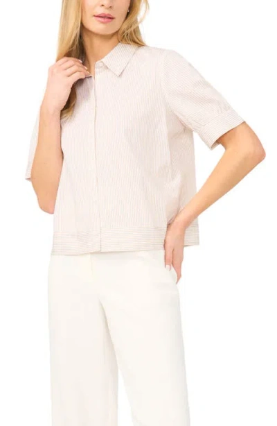Halogenr Halogen(r) Stripe Puff Sleeve Button-up Shirt In Gray